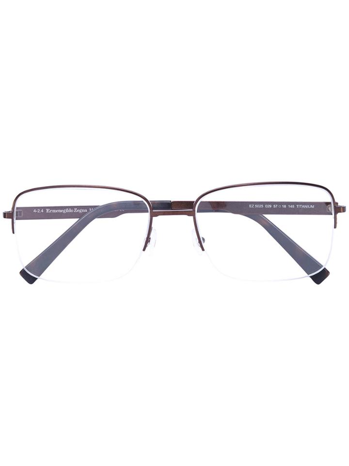 Ermenegildo Zegna Half-frame Optical Glasses - Brown