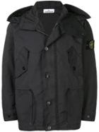 Stone Island Panelled Parka Coat - Black