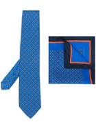 Etro Hare Print Tie And Pocket Square - Blue