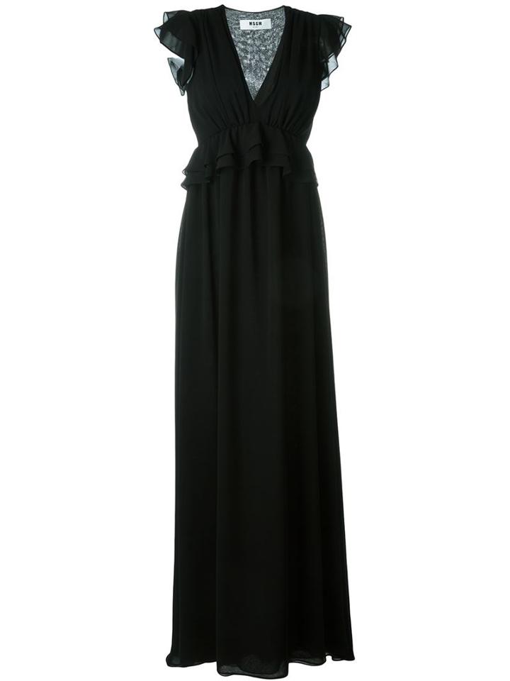 Msgm Ruffle Waist V Neck Dress