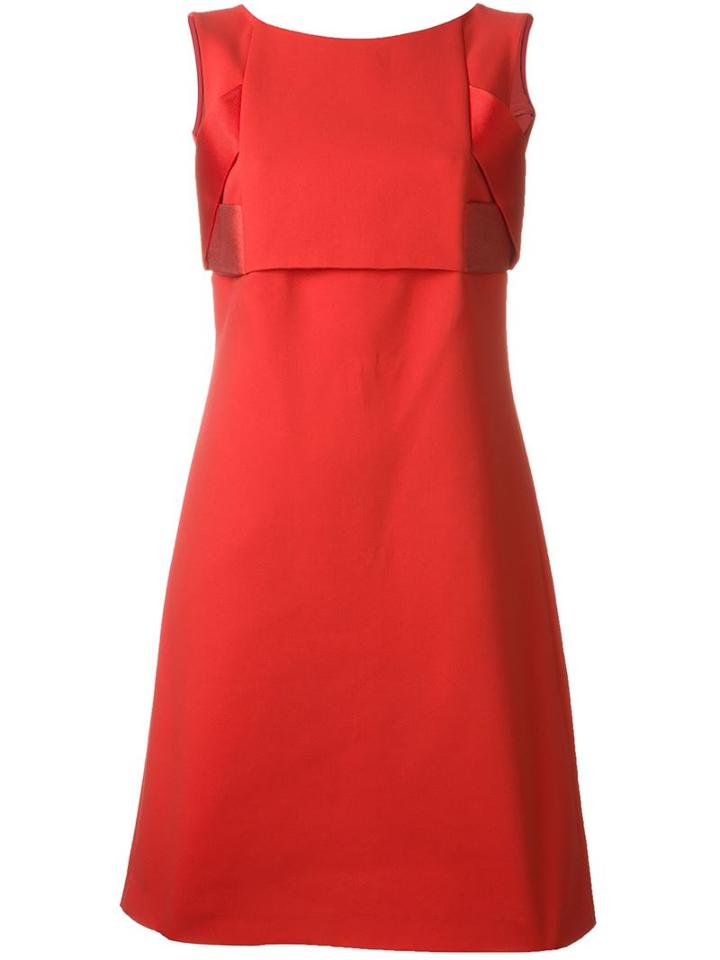 Giorgio Armani Strapped Panel Dress, Women's, Size: 42, Red, Silk/cotton/cupro