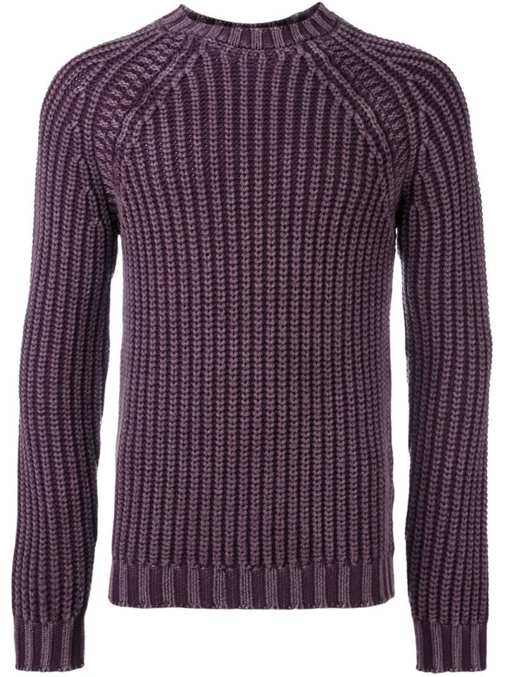 Tod's Ribbed Raglan Jumper, Men's, Size: Xl, Pink/purple, Merino