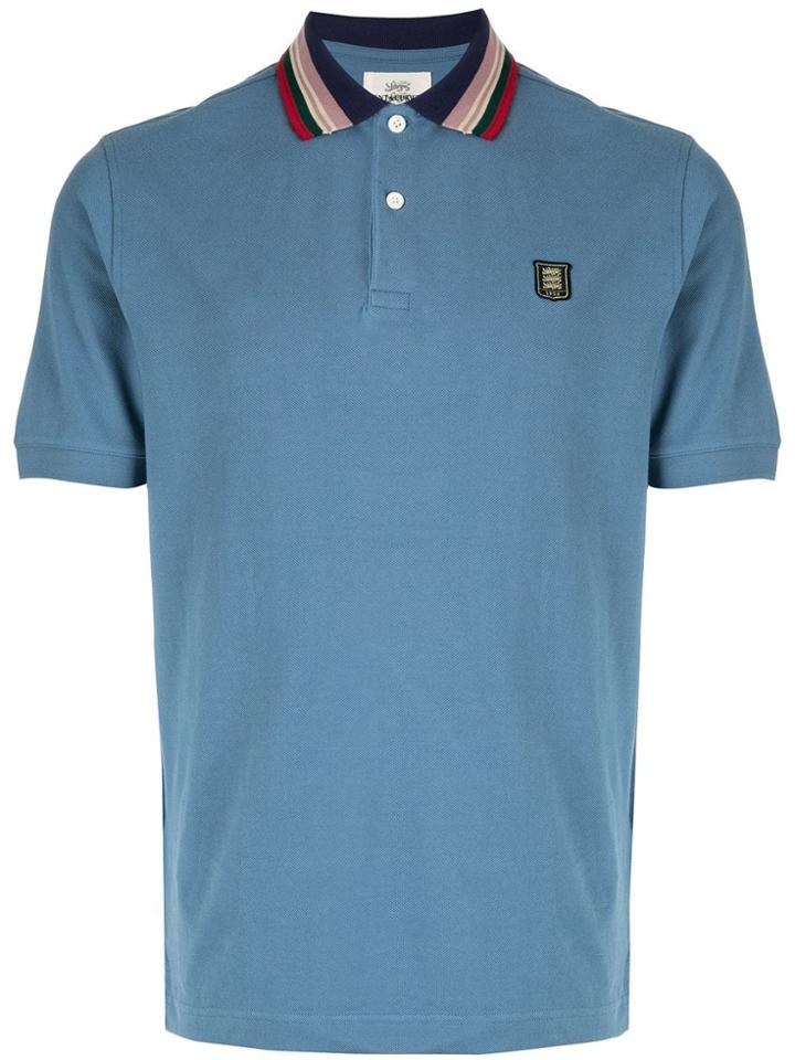 Kent & Curwen Striped Collar Polo Shirt - Blue