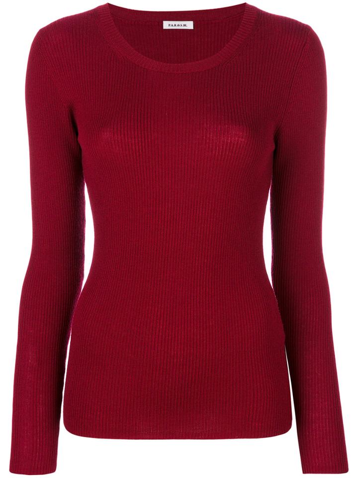 P.a.r.o.s.h. Ribbed Round Neck Sweater - Red