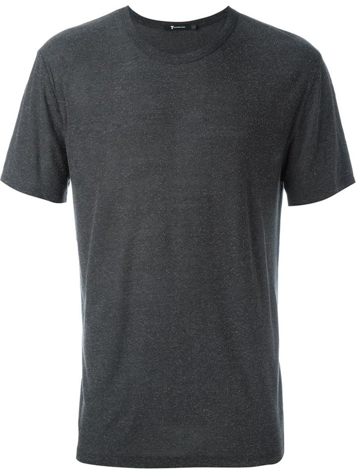 T By Alexander Wang Round Neck T-shirt, Men's, Size: Small, Grey, Rayon/silk