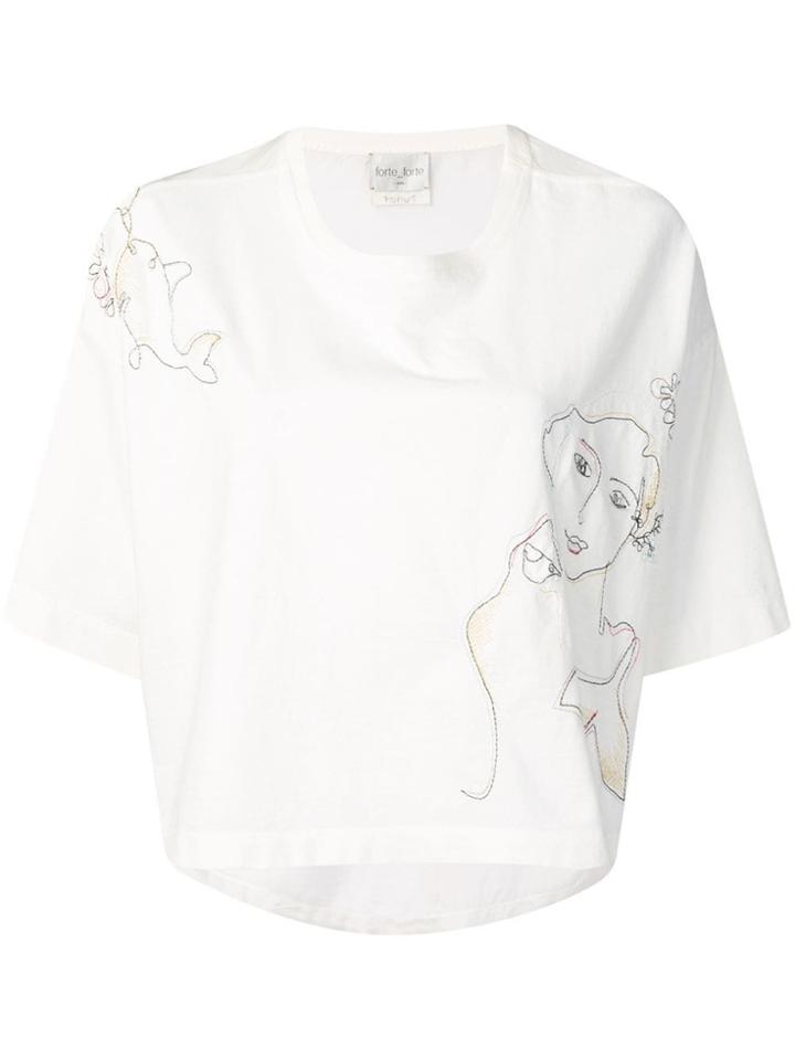 Forte Forte Embroidered Cropped T-shirt - White
