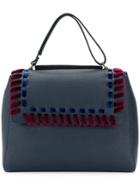 Orciani Velvet Woven Trim Tote - Blue