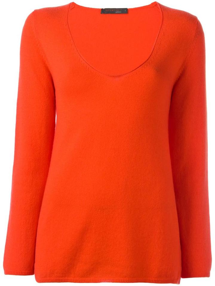 Incentive! Cashmere V-neck Jumper, Women's, Size: Medium, Yellow/orange, Cashmere