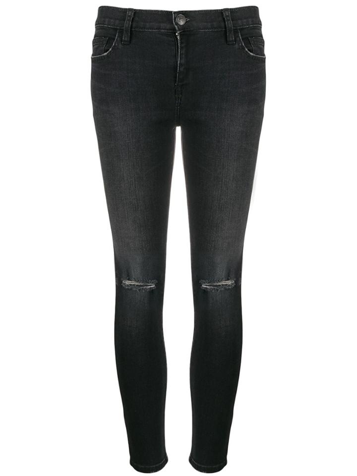 Current/elliott Mid-rise Skinny Distressed Jeans - Black