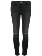 Current/elliott Mid-rise Skinny Distressed Jeans - Black