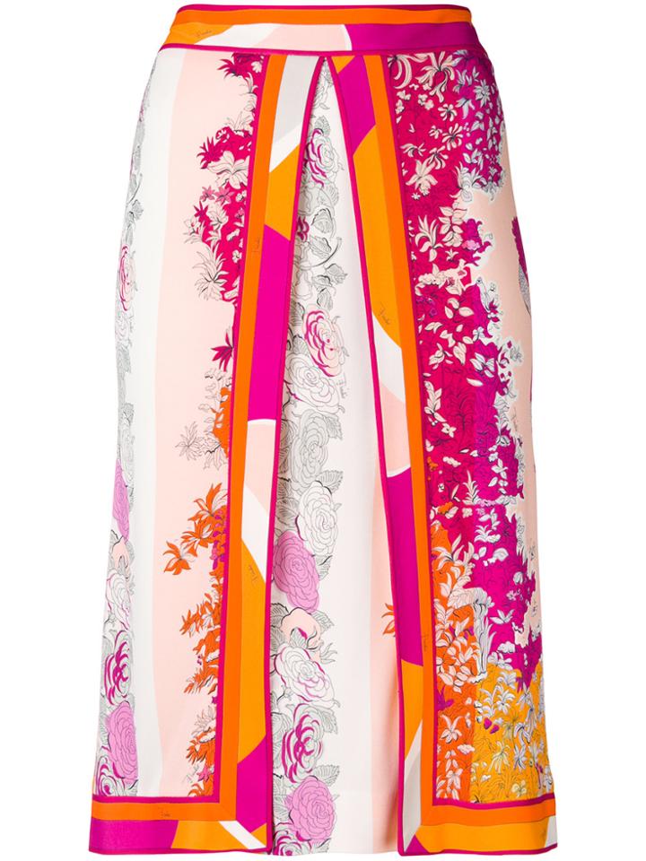 Emilio Pucci Printed Midi Skirt - Pink & Purple
