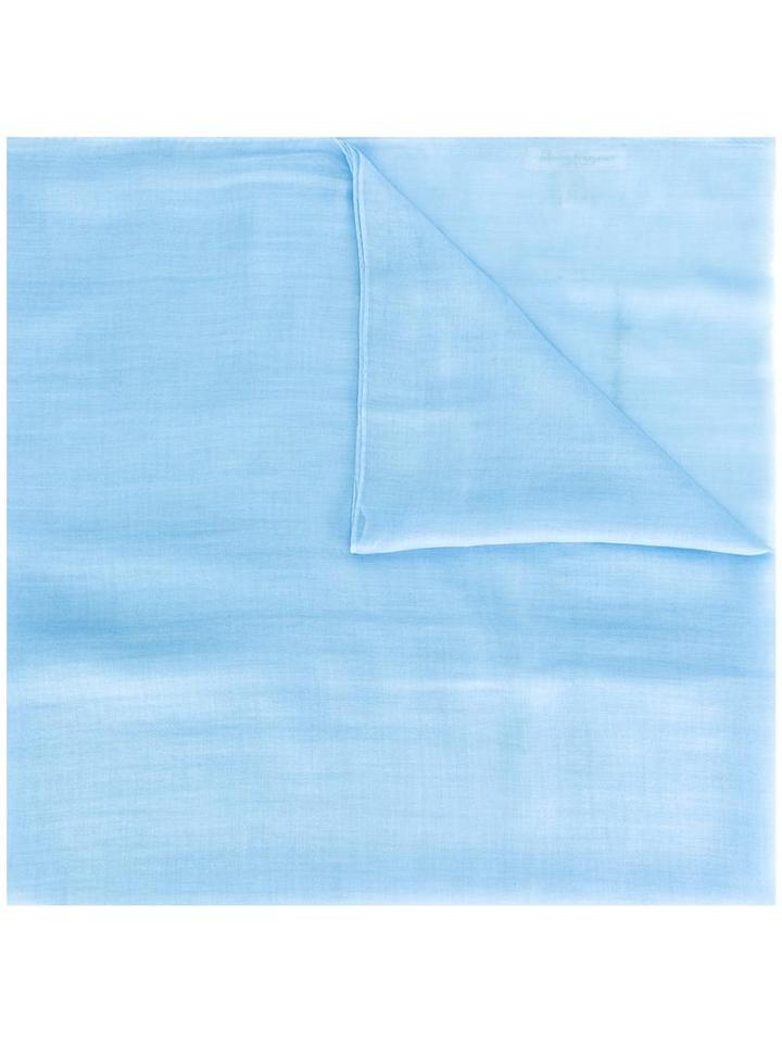 Salvatore Ferragamo Large Frayed Stole, Women's, Blue, Cashmere