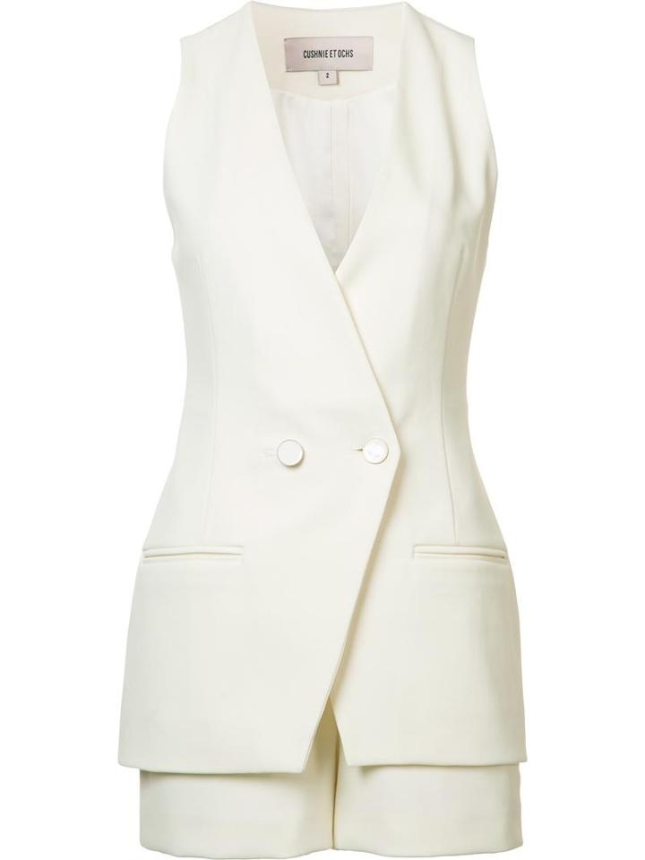 Cushnie Et Ochs Double-breasted Playsuit, Women's, Size: 6, White, Polyester/spandex/elastane/polyamide