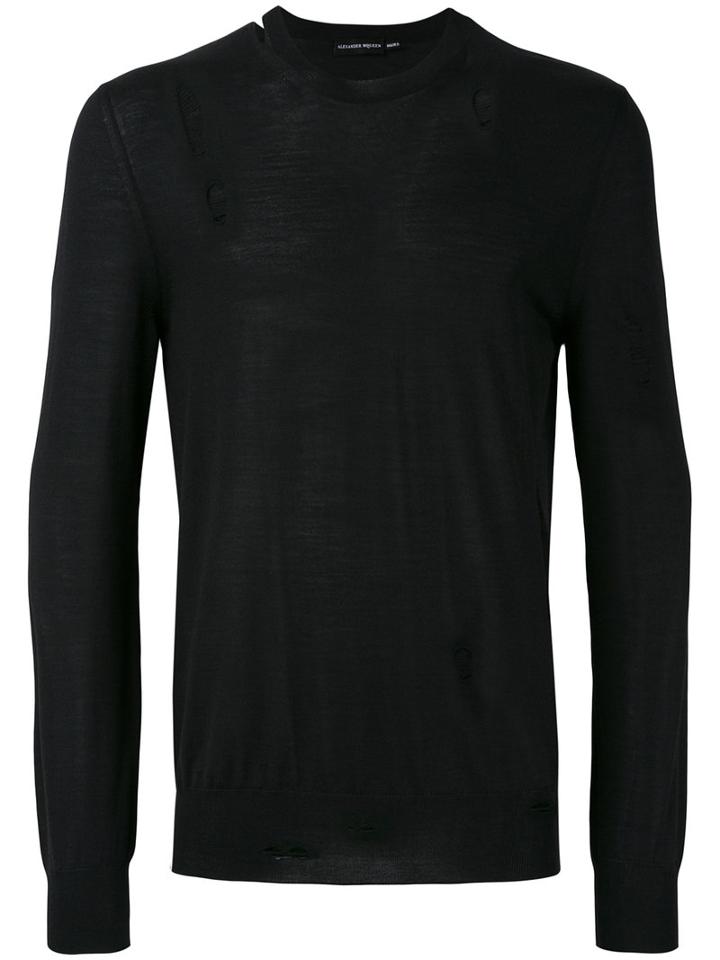 Alexander Mcqueen - Distressed Jumper - Men - Silk/wool - Xl, Black, Silk/wool