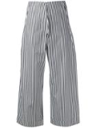 Federica Tosi Striped Poplin Cropped Trousers, Women's, Size: Medium, Black, Cotton