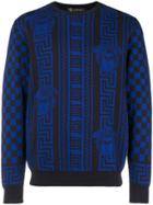 Versace Logo Embroidered Sweater - Blue