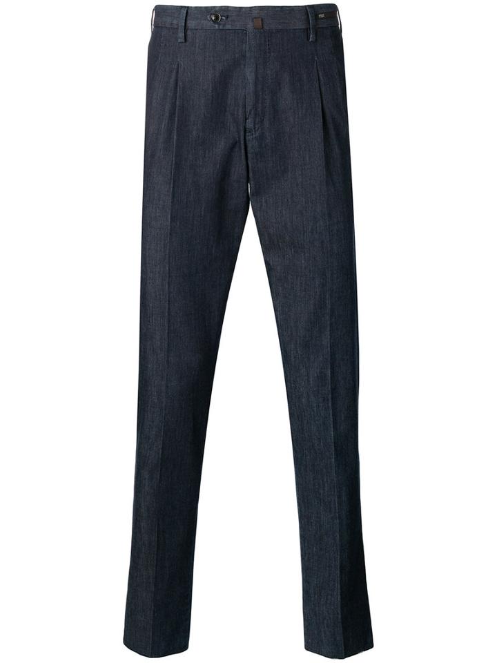 Pt01 - Tapered Cropped Trousers - Men - Cotton/spandex/elastane - 52, Blue, Cotton/spandex/elastane