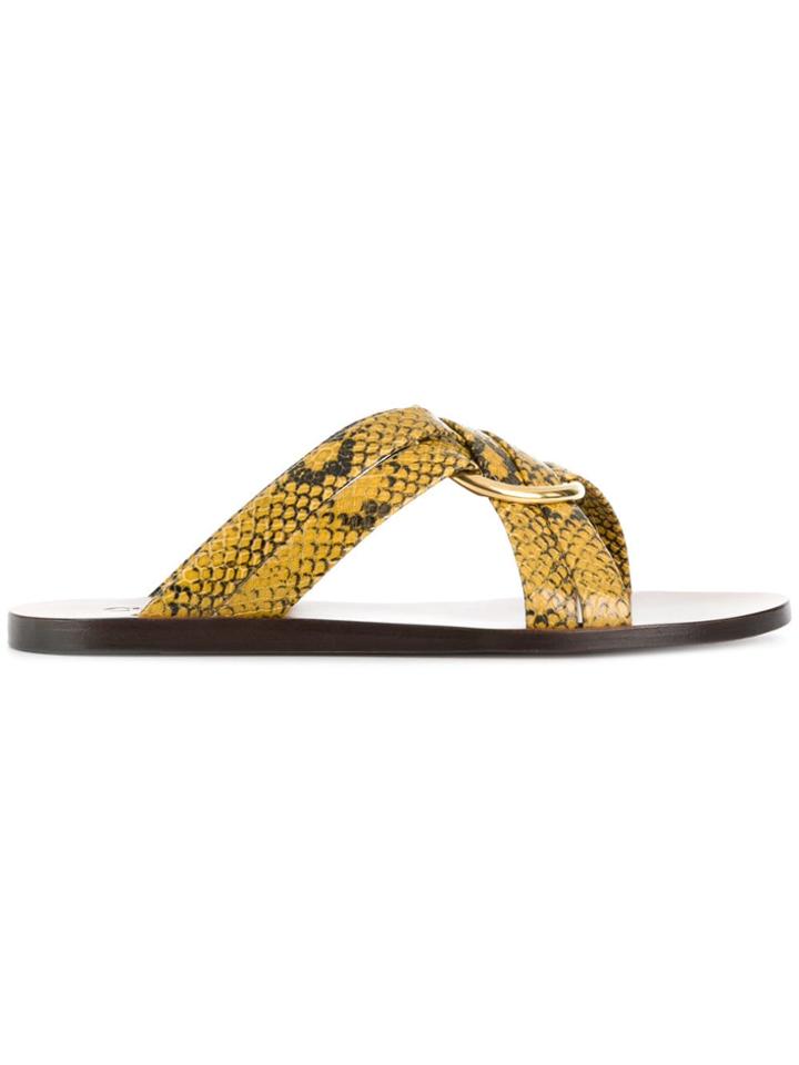 Chloé Snake Print Rony Sandals - Yellow