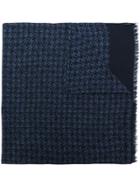 Isaia Houndstooth Pattern Scarf - Blue