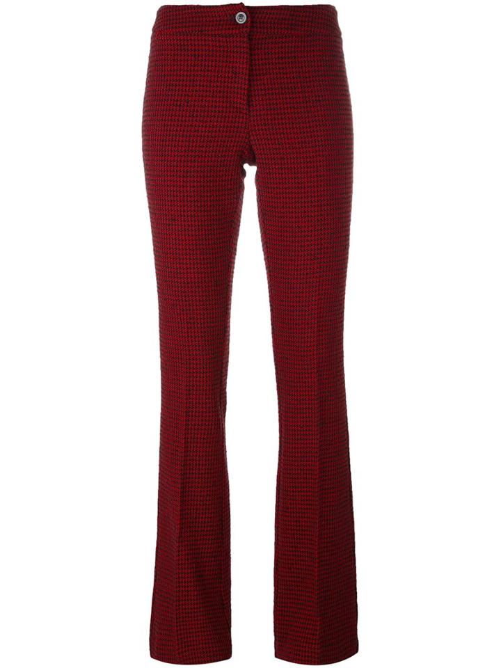 Ultràchic Pied De Poule Trousers, Women's, Size: 42, Red, Polyester/spandex/elastane/wool