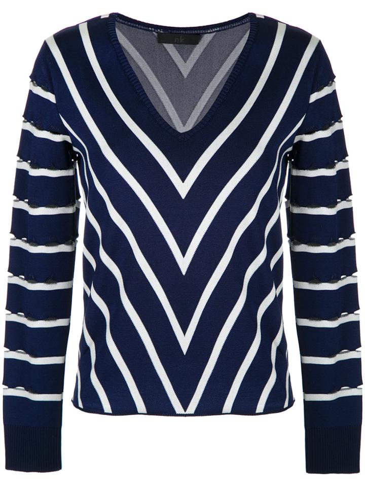 Nk Striped Knit Blouse - Blue