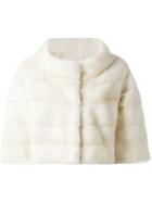 Liska Fur Cropped Jacket, Women's, Size: Large, Nude/neutrals, Mink Fur