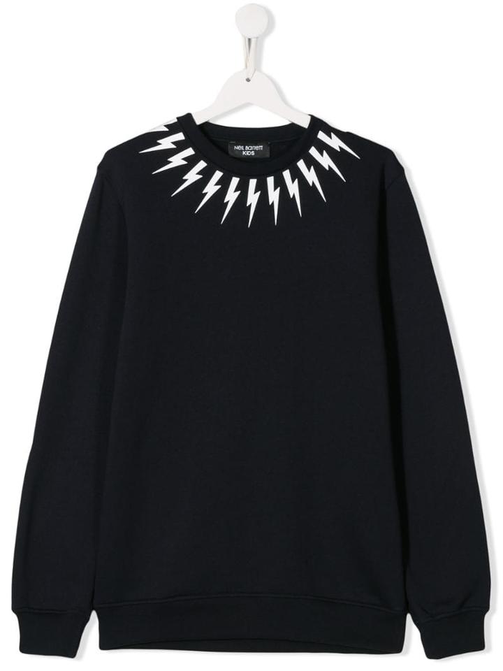 Neil Barrett Kids Teen Lighting Bolt Print Sweatshirt - Blue