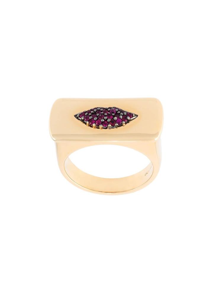 Alison Lou Ruby Lips Bar Ring