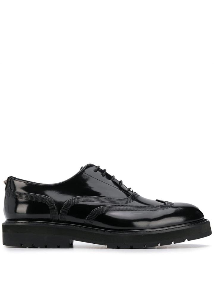 Valentino Embroidered Oxford Shoes - Black