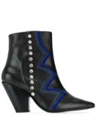 Toga Pulla Zig-zag Ankle Boots - Black Leather