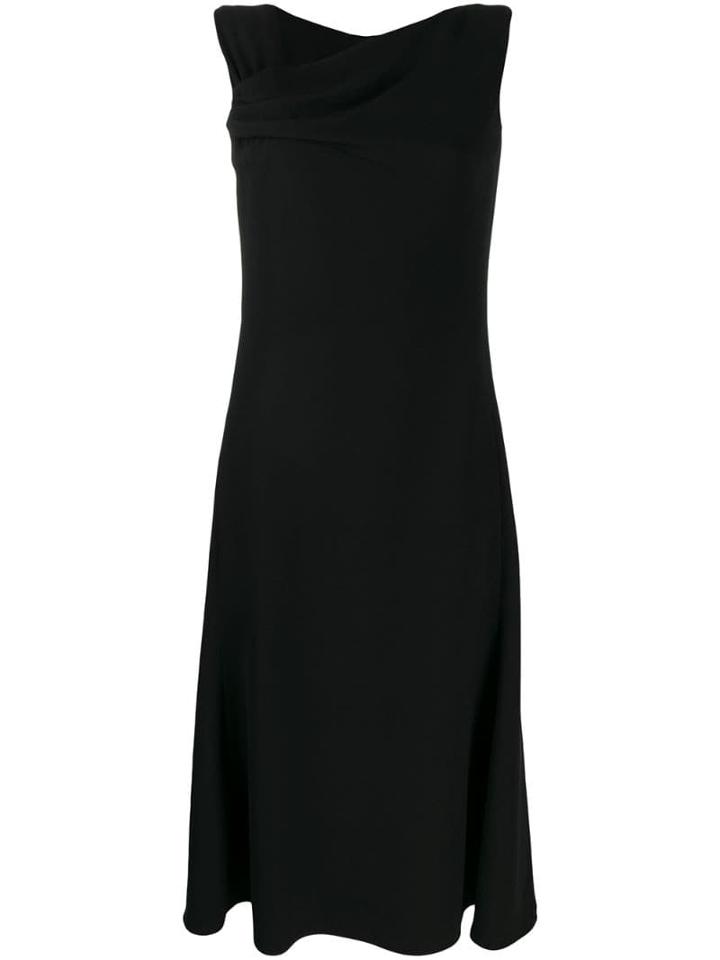 Giorgio Armani Draped Neck Midi Dress - Black