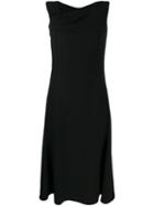 Giorgio Armani Draped Neck Midi Dress - Black