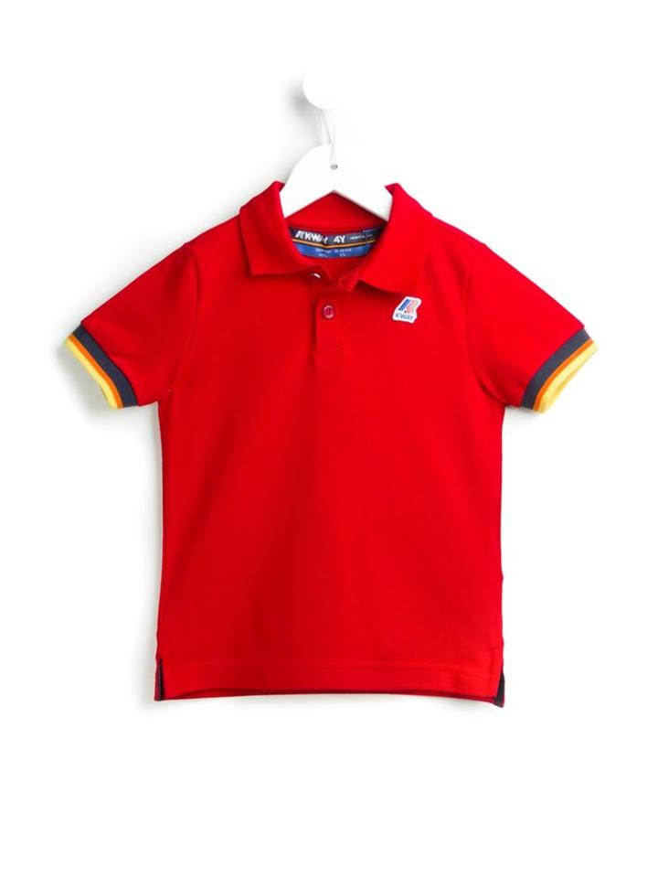 K Way Kids - Striped Trim Polo Shirt - Kids - Cotton/spandex/elastane - 10 Yrs, Red