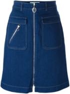 Stella Mccartney Zip Detail Denim Skirt, Women's, Size: 38, Blue, Cotton/spandex/elastane