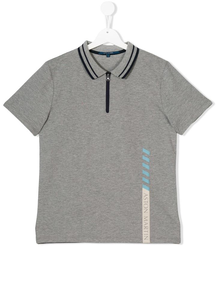Aston Martin Kids Zipped Polo Shirt - Grey