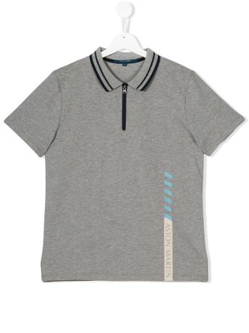 Aston Martin Kids Zipped Polo Shirt - Grey
