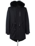 Mackage Hooded Parka Coat, Men's, Size: 40, Blue, Wool/viscose/polyester/rabbit Fur