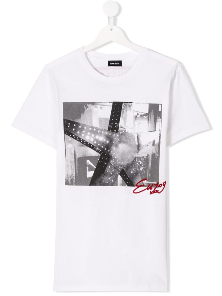 Diesel Kids Teen Photographic Print T-shirt - White