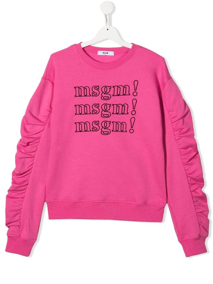 Msgm Kids Teen Logo Printed Sweatshirt - Pink