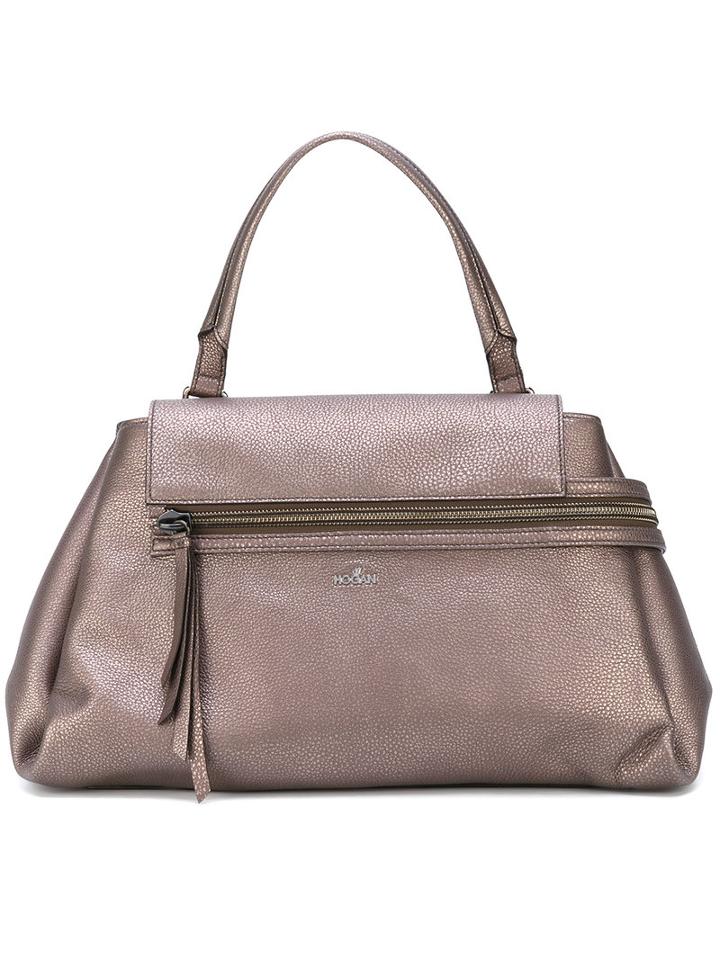 Hogan - Metallic Tote - Women - Suede/calf Suede - One Size, Nude/neutrals, Suede/calf Suede