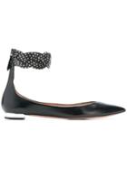 Aquazzura Microstud Wave Strap Ballerina Flats - Black