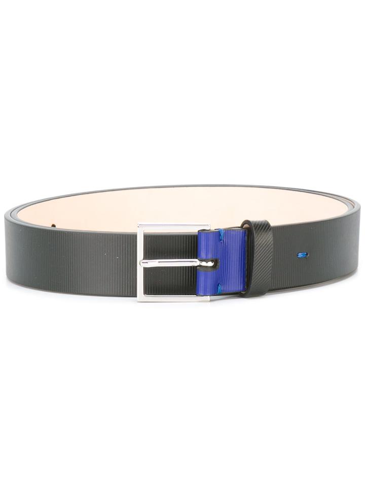 Ps By Paul Smith - Contrasting Detail Belt - Men - Calf Leather/zamac - 100, Black, Calf Leather/zamac