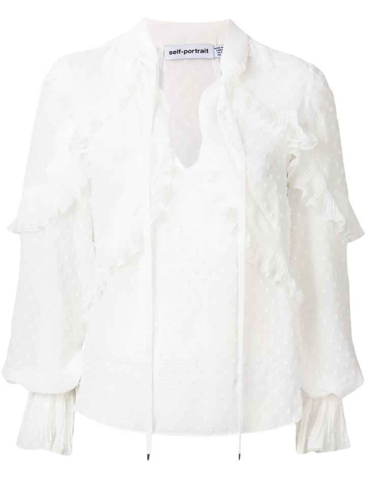 Self-portrait Plumeti Ruffled Blouse - White