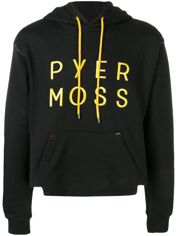 Pyer Moss Logo Cropped Hoodie - Black