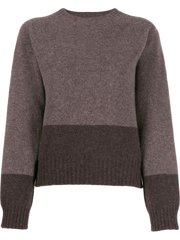 Ymc Two-tone Crew Neck Sweater - Brown