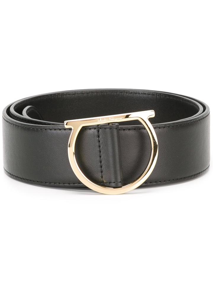 Salvatore Ferragamo Gancio Buckle Belt, Women's, Size: 90, Black, Calf Leather