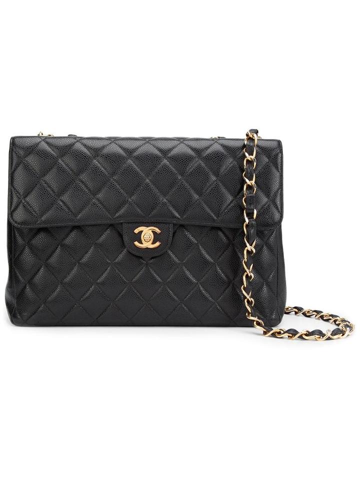 Chanel Vintage Jumbo Flap Shoulder Bag, Black