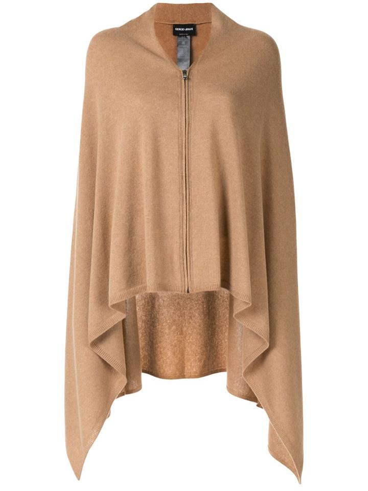 Giorgio Armani Zipped Cashmere Poncho - Brown