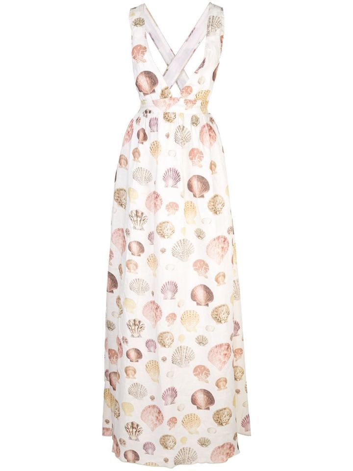 Agua By Agua Bendita Sea Shell Print Maxi Dress - White