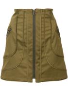 Veronica Beard - Front Zip Mini Skirt - Women - Cotton/spandex/elastane - 6, Green, Cotton/spandex/elastane
